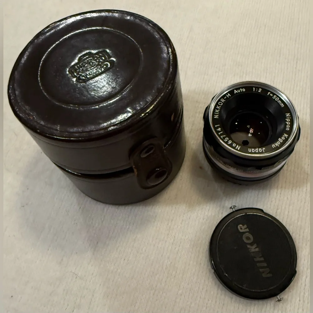 Nikon Nikkor-H Auto 50mm f/2 Non-AI Lens Manual Focus From JAPAN. W/leather case